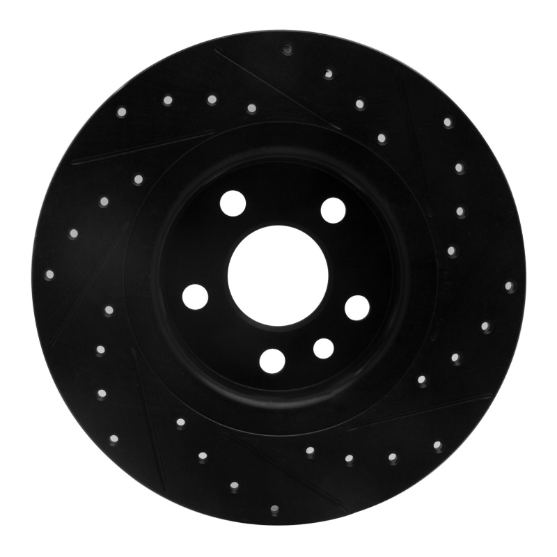 Jaguar E-Pace Brake Rotor (1) - Rear Left - R1 Concepts - Drilled & Slotted - Black - `15-`20